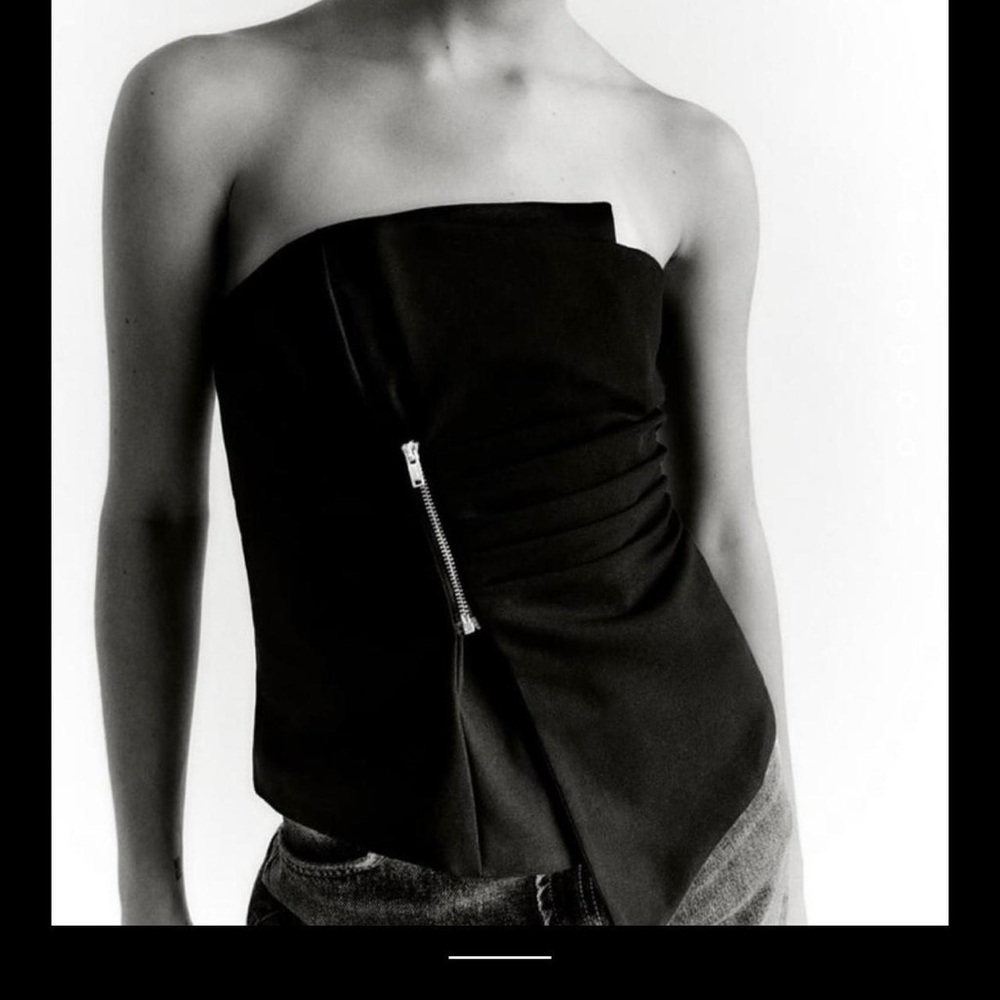 Zara Black Tube Top with Front Zip